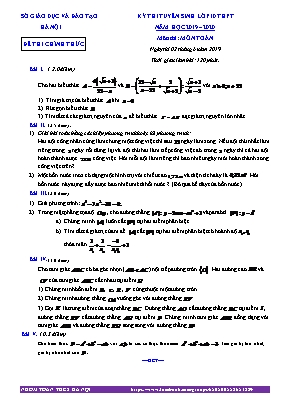 Đề thi tuyển sinh Lớp 10 THPT môn Toán - Năm học 2019-2020 - TP. Hà Nội